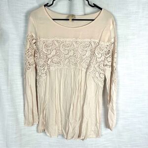 XCVI Women's Blouse Lace Flowy Boho Coquette Size M